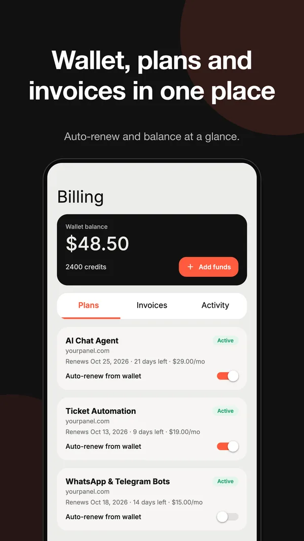 Accesza app: billing