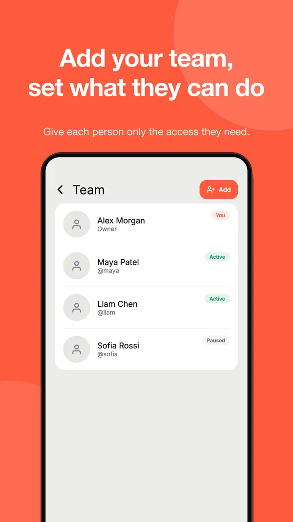 Accesza app: team